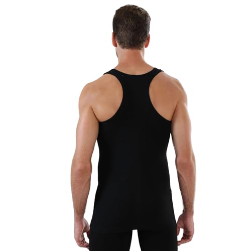 EZIM GLOBAL Pack of 3 Ultra Soft Mens Vests%100 Cotton Comped Tank Tops Men's Undershirts Grey, Black, White Thermal Multipack