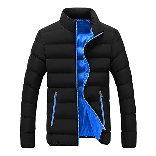 Mens Jackets Casual Stylish Big And Tall Padded Jackets For Men Motorcycle Casual Hooded Quilted Coats Winter Warm Thick Bubble Coat Casual Jacket Outerwear Work Jackets Sale Clearance Blue 5XL