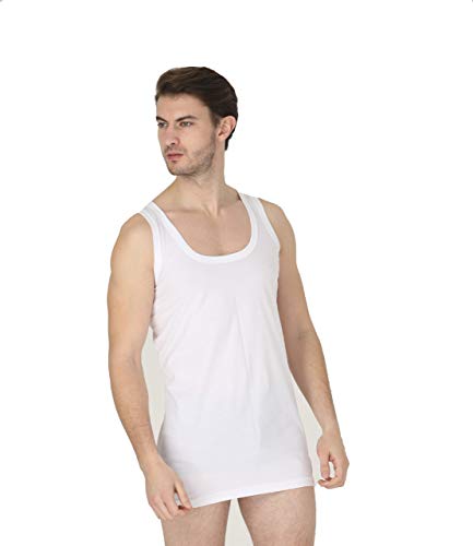 Pack of 3 Mens 100% Cotton Singlet Vests Underwear (Large, White)