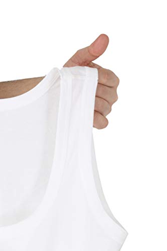 Pack of 3 Mens 100% Cotton Singlet Vests Underwear (Large, White)