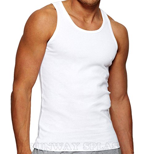 Mens 100% Cotton Summer Weight Singlet Vests Underwear/White/Available in Sizes Small/Medium/Large/X Large/XX Large (Pack of 6) (UK, Alpha, M, Regular, Regular)