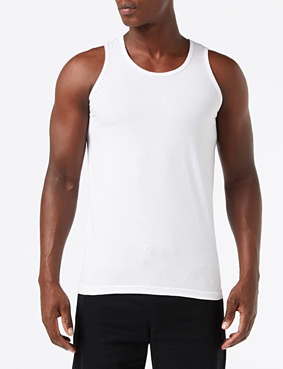 Men's Pack of 6 Vests White Plain Assorted Tank Top Vest Cotton Undershirt (UK-X-Large)