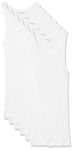 Amazon Essentials Men's Tank Vests, Pack of 6, White, M