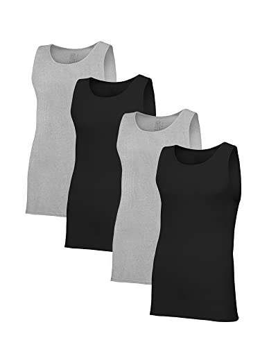 Fruit of the Loom Men's premium Undershirt, Regular - Tank 4 Pack Black/Grey, L UK