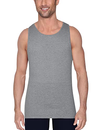 Fruit of the Loom Men's premium Undershirt, Regular - Tank 4 Pack Black/Grey, L UK