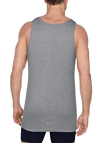 Fruit of the Loom Men's premium Undershirt, Regular - Tank 4 Pack Black/Grey, L UK