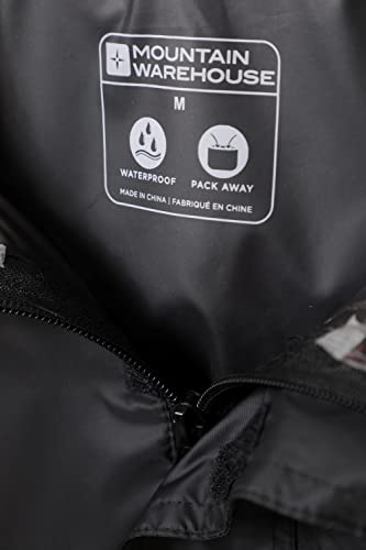 Mountain Warehouse Pakka Mens Waterproof Packable Jacket - IsoDry, Lightweight & Breathable Raincoat with Taped Seams & Packaway Bag - For Spring Summer & Travel Black L