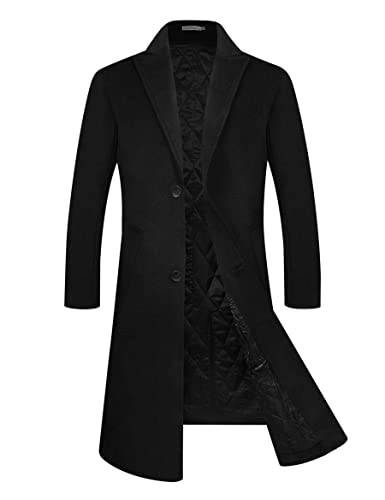APTRO Mens Wool Coats Long Coats Thick Winter Jacket Business Outwear 80% Wool Trench Coat 1817 Black L