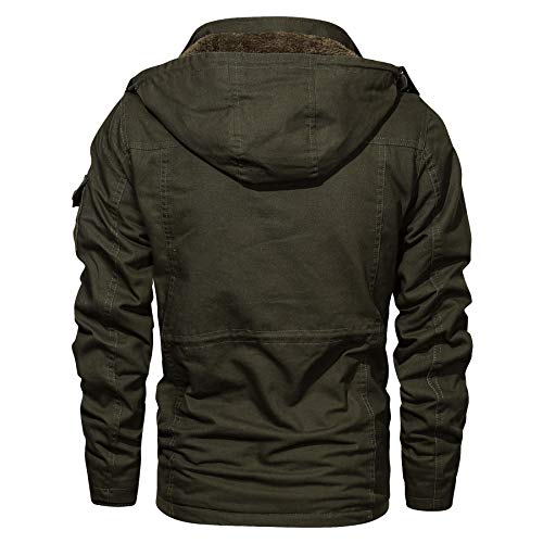 MAGCOMSEN Winter Coats for Men Tactical Jacket Fleece Lined Jacket Military Cargo Jacket Warm Jackets for Men Thicken Jackets Windproof Jackets with Removable Hood, Army Green