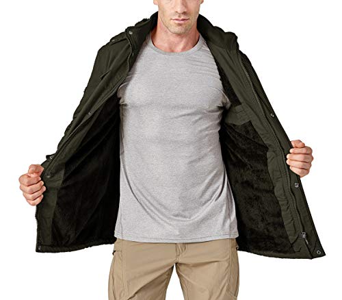 MAGCOMSEN Winter Coats for Men Tactical Jacket Fleece Lined Jacket Military Cargo Jacket Warm Jackets for Men Thicken Jackets Windproof Jackets with Removable Hood, Army Green