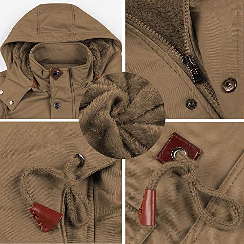 MAGCOMSEN Winter Coats for Men Tactical Jacket Fleece Lined Jacket Military Cargo Jacket Warm Jackets for Men Thicken Jackets Windproof Jackets with Removable Hood, Army Green