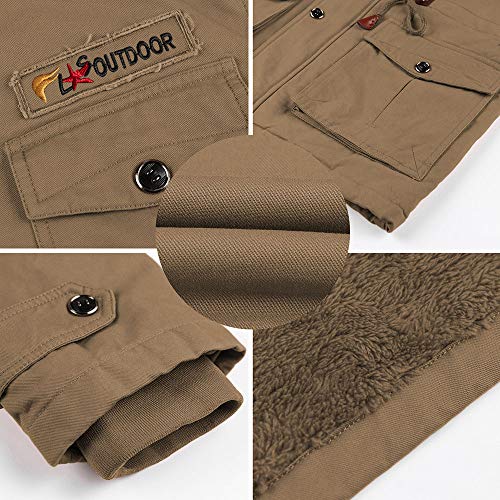 MAGCOMSEN Winter Coats for Men Tactical Jacket Fleece Lined Jacket Military Cargo Jacket Warm Jackets for Men Thicken Jackets Windproof Jackets with Removable Hood, Army Green