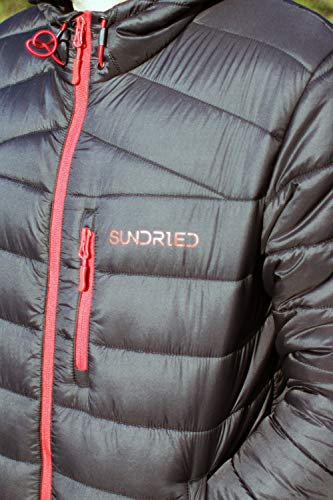 Sundried Men's, Women Quilted Black Warm Winter Coat Hooded Puffer Jacket - Padded Warm, Lightweight Winter Jacket, Water Resistant Rain Coat, Microfibre Filler - Ideal in Cold Weather (Black, Medium)