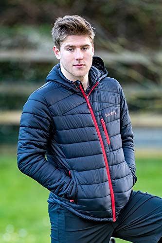 Sundried Men's, Women Quilted Black Warm Winter Coat Hooded Puffer Jacket - Padded Warm, Lightweight Winter Jacket, Water Resistant Rain Coat, Microfibre Filler - Ideal in Cold Weather (Black, Medium)