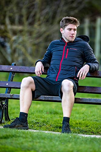 Sundried Men's, Women Quilted Black Warm Winter Coat Hooded Puffer Jacket - Padded Warm, Lightweight Winter Jacket, Water Resistant Rain Coat, Microfibre Filler - Ideal in Cold Weather (Black, Medium)