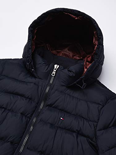 Tommy Hilfiger Men's Classic Hooded Puffer Jacket Down Alternative Outerwear Coat, Midnight, L