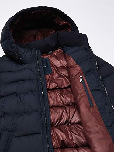 Tommy Hilfiger Men's Classic Hooded Puffer Jacket Down Alternative Outerwear Coat, Midnight, L