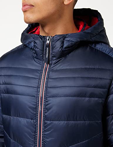 JACK & JONES Mens JJE Hero Puffer Hood Jacket - Navy Blazer - L