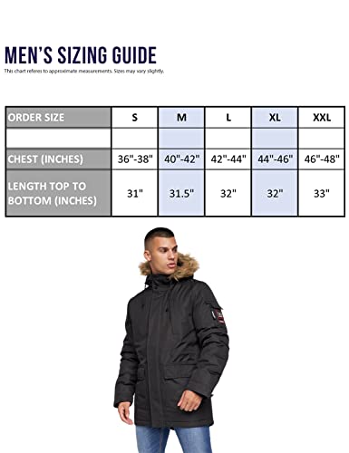 Crosshatch Mens Waterproof Parka Shower Resistant Padded Fur Hood Winter Coat Jacket by JeanBase Black M