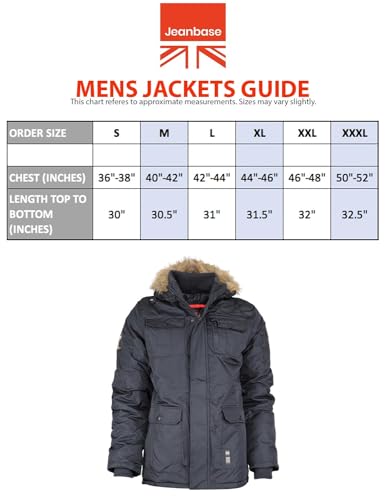 Crosshatch Mens Waterproof Parka Shower Resistant Padded Fur Hood Winter Coat Jacket by JeanBase Black M