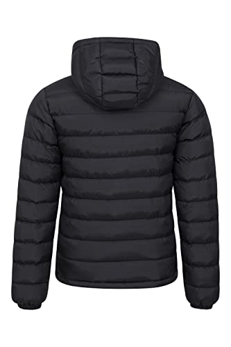 Mountain Warehouse Season Mens Padded Jacket - Water Resistant Jacket, Lightweight, Warm, Lab Tested to -30C, Microfibre Filler - For Travelling, Walking Black S