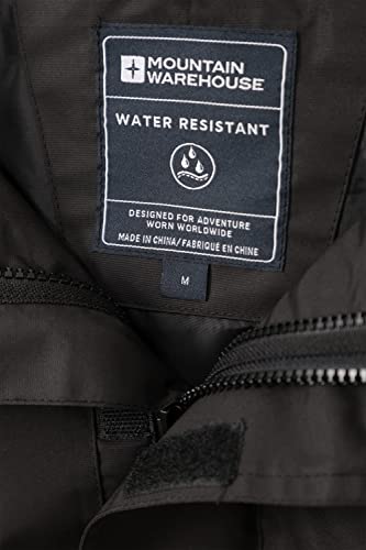 Mountain Warehouse Fell Mens 3 in 1 Water Resistant Jacket - Adjustable Coat with Packaway Hood, Detachable Inner Fleece & Many Pockets - For Hiking & Outdoors Black L