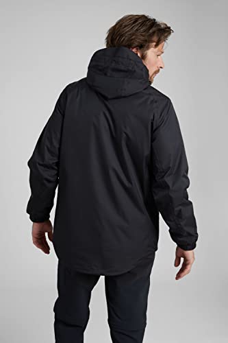 Mountain Warehouse Bracken Extreme Mens 3 in 1 Waterproof Jacket – Adjustable Mens Coat, Warm Rain Jacket, Headphone Compatible Outerwear – for Camping, Walking Black M