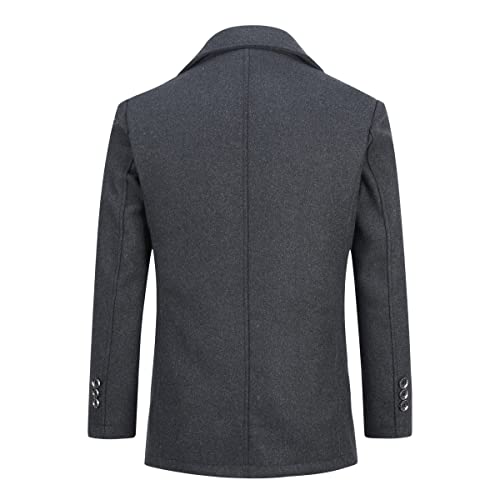YOUTHUP Men's Winter Wool Coat with Removable Gilet Slim Fit Casual Trench Coats, 1953 Grey, L