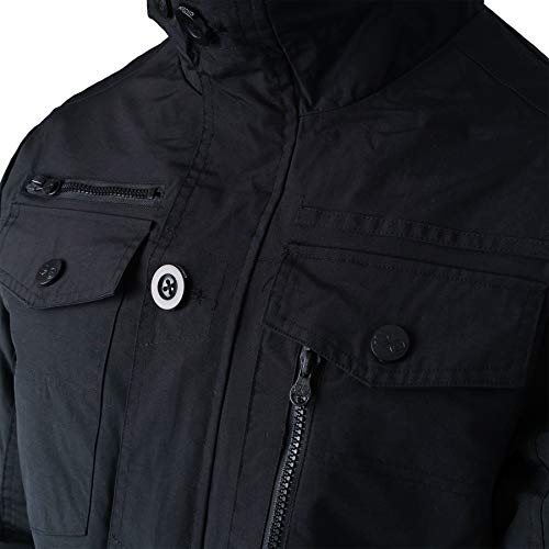 NEW MENS CROSSHATCH PLIXXIE JACKET PADDED DESIGNER BLACK RIBBED WINTER ZIP COAT[Black ,L]