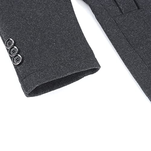 YOUTHUP Men's Winter Wool Coat with Removable Gilet Slim Fit Casual Trench Coats, 1953 Grey, L