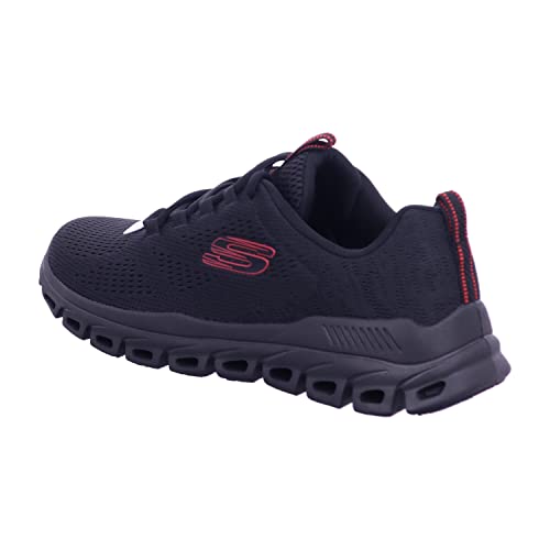 Skechers Men's Glide-Step Fasten UP Sneaker, Black Mesh/Red Trim, 13 UK
