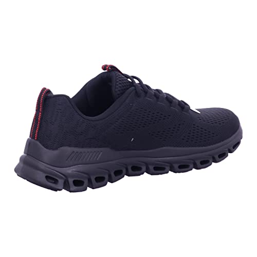 Skechers Men's Glide-Step Fasten UP Sneaker, Black Mesh/Red Trim, 13 UK