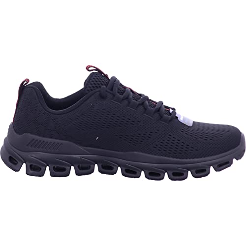Skechers Men's Glide-Step Fasten UP Sneaker, Black Mesh/Red Trim, 13 UK