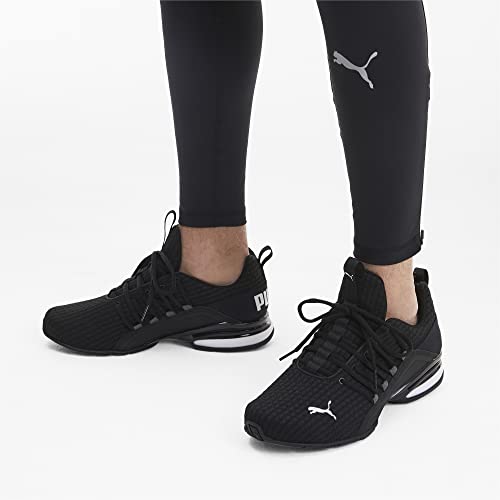 PUMA Men's Axelion Block Running Shoes, Black Black White 01, 10 UK