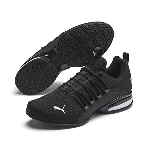 PUMA Men's Axelion Block Running Shoes, Black Black White 01, 10 UK