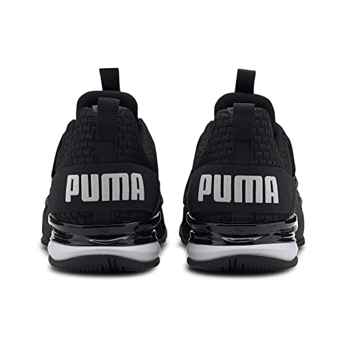 PUMA Men's Axelion Block Running Shoes, Black Black White 01, 10 UK