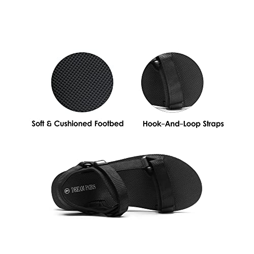 DREAM PAIRS Men's Athletic Sports Outdoor Open Toe Sandals SDSA2309M,All Black Size 13 US/12 UK