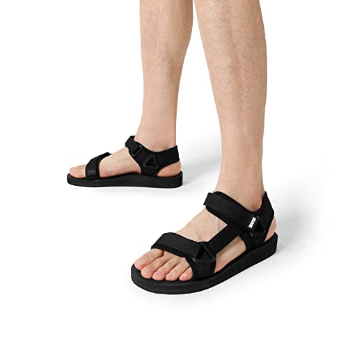 DREAM PAIRS Men's Athletic Sports Outdoor Open Toe Sandals SDSA2309M,All Black Size 13 US/12 UK