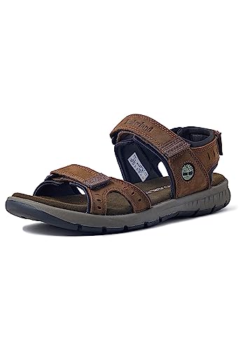 Timberland Men's Governor's Island 3 Strap Sandal, Dark Brown Nubuck, 8.5 UK