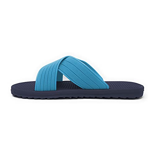 Kilter Men's Axis Lightweight Cross Strap Slip-On Summer Slide Sandal - Navy & Sky Blue - 8 UK