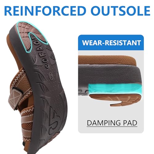 COFACE Mens Sport Recovery Sandals Plantar Fasciitis Soft Cushion Lightweight Arch Support Orthotic Slides for Men Khaki Size 10