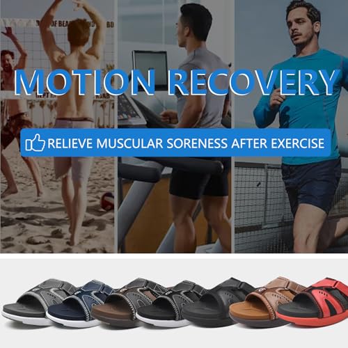 COFACE Mens Sport Recovery Sandals Plantar Fasciitis Soft Cushion Lightweight Arch Support Orthotic Slides for Men Khaki Size 10