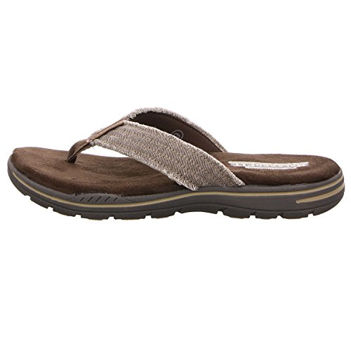 Skechers Men's Evented Arven Open Toe Sandals, Chocolate Canvas, 9 UK