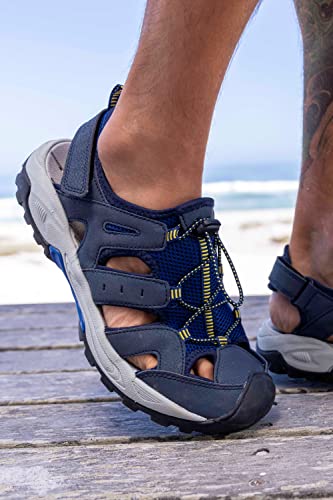 Mountain Warehouse Rift Drainage Mens Shandal - Rubber Toe Bumpers Sandals, Neoprene Lined Shoes, Strap Fastener - Best for Spring Summer, Walking, Holidays, Outdoors Blue 10 UK