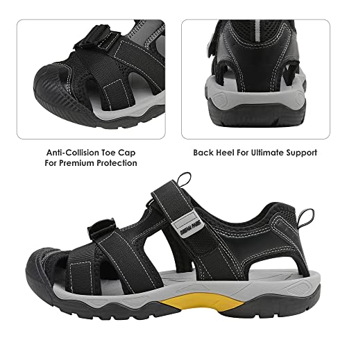 DREAM PAIRS Men's Athletic Sports Outdoor Closed Toe Hiking Fisherman Sandals,Black,Size 9 US / 8 UK DSA212