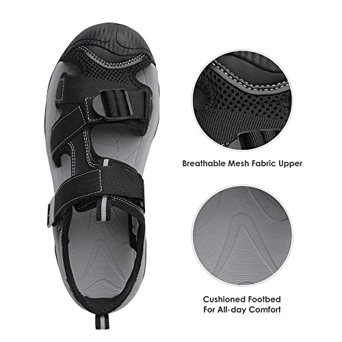DREAM PAIRS Men's Athletic Sports Outdoor Closed Toe Hiking Fisherman Sandals,Black,Size 9 US / 8 UK DSA212