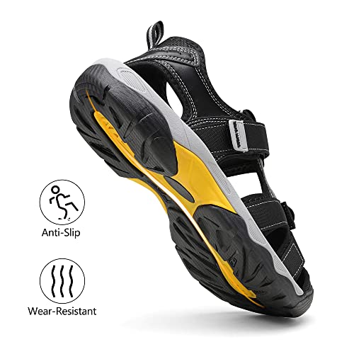 DREAM PAIRS Men's Athletic Sports Outdoor Closed Toe Hiking Fisherman Sandals,Black,Size 9 US / 8 UK DSA212