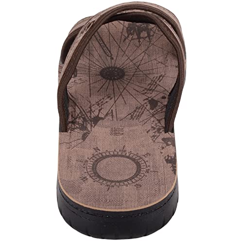 ABSOLUTE FOOTWEAR Mens Easy Slip On Cross Over Summer Beach Sliders Sandals - Brown - UK 11 / EU 45