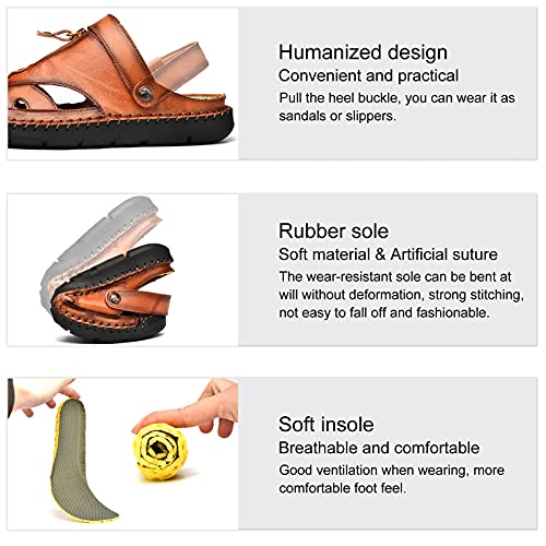 Kouani Men'S Sandals Leather Closed Toe Shoes