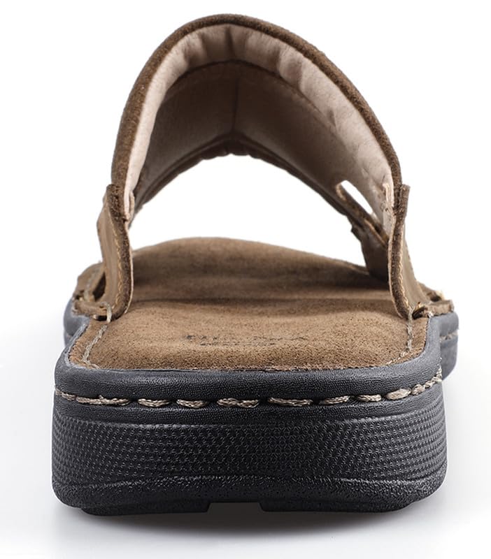 TIESTRA Mens Leather Sandal Wide Fit Walking Fisherman Sandal leisures Outdoor Open Toe Comfortable Soft Summer Beach Shoes UK12/46EU